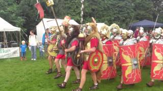 Roman Reenactment at the Amphitheatre in Caerleon Marching In [upl. by Grega738]