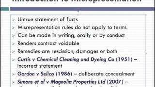 Misrepresentation Lecture 1 of 4 [upl. by Arundell]